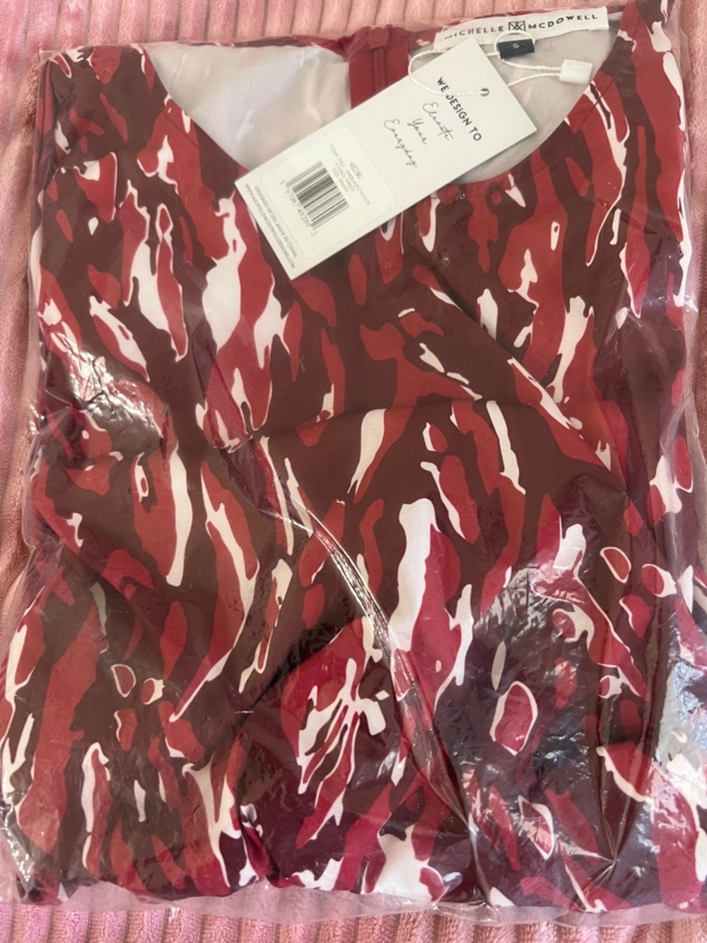 Richelle McDowell Red & White Abstract Print Dress